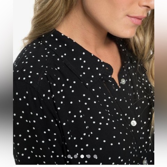 Roxy Black and White Polka Dot Button Down Shirt - Picture 4 of 14